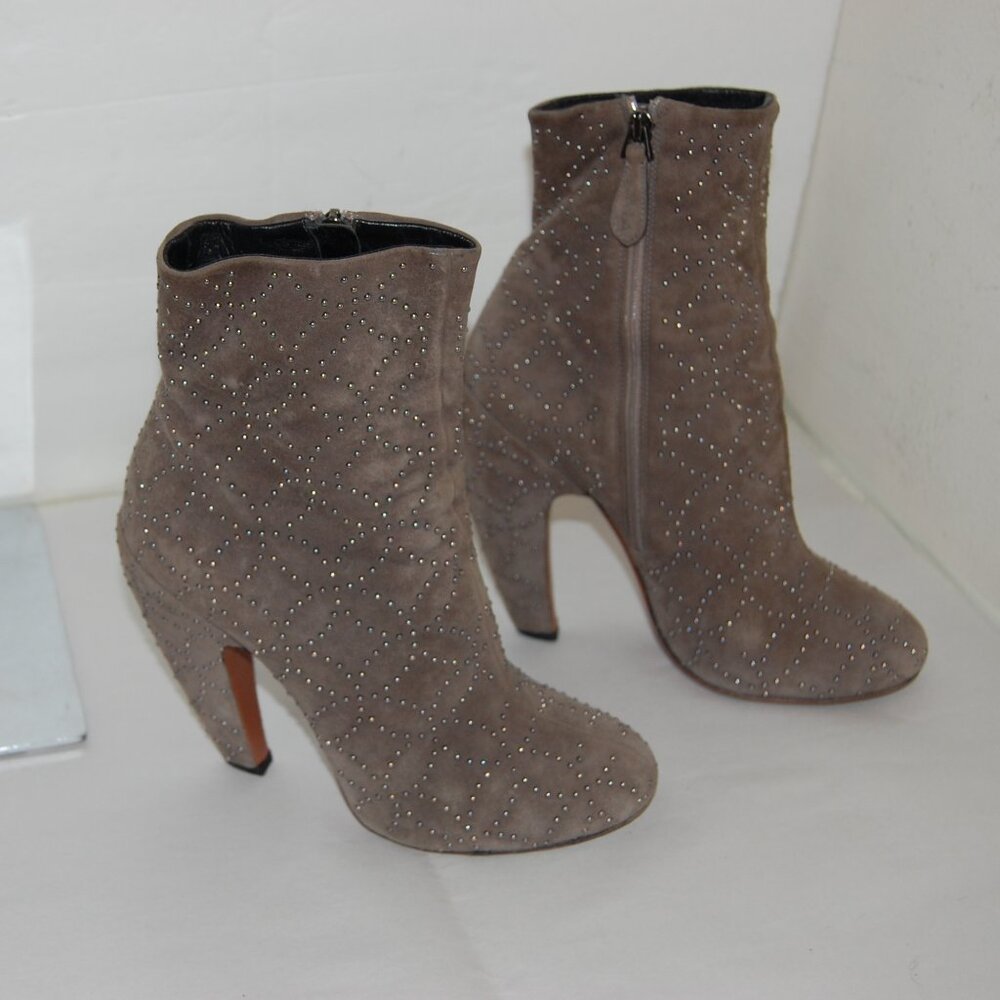Alaia Gray Ankle Boots with Studded Design